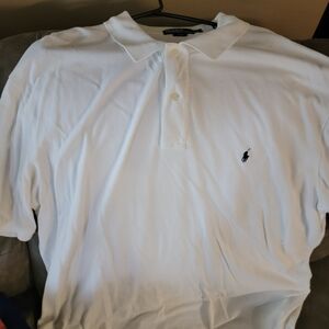 Ralph Lauren White Polo Shirt Classic Cotton Short Sleeve